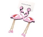 Rose flamingo oorbellen
