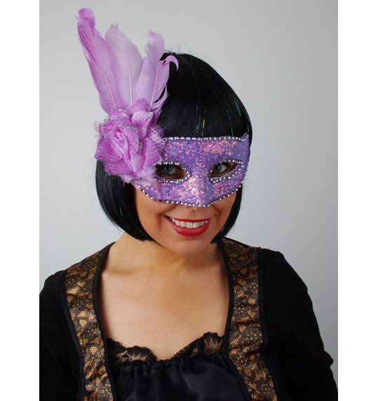 Venetiaans masker glitter paars