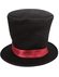 zwarte hoge hoed met rood lint