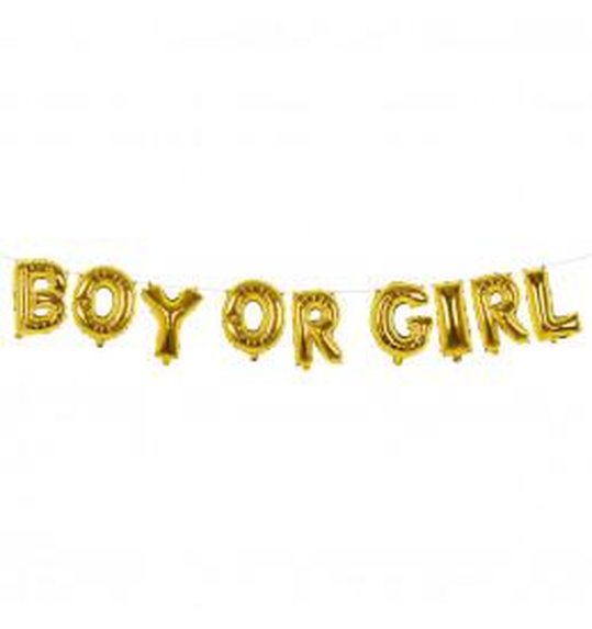 Boy or Girl folieballon slinger  goud