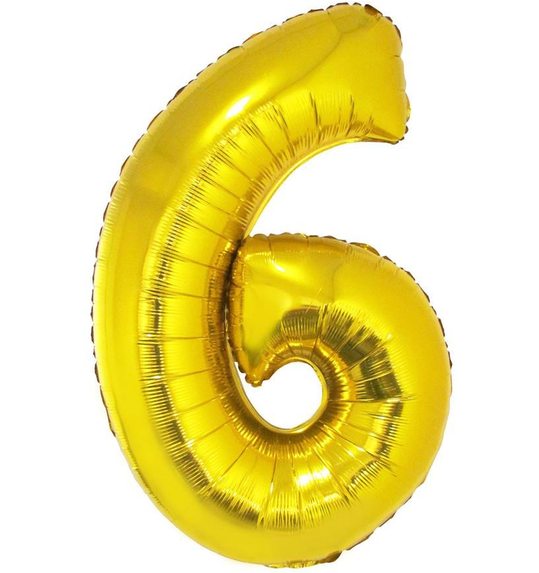 Folieballon 40 inch cijfer 6 goud