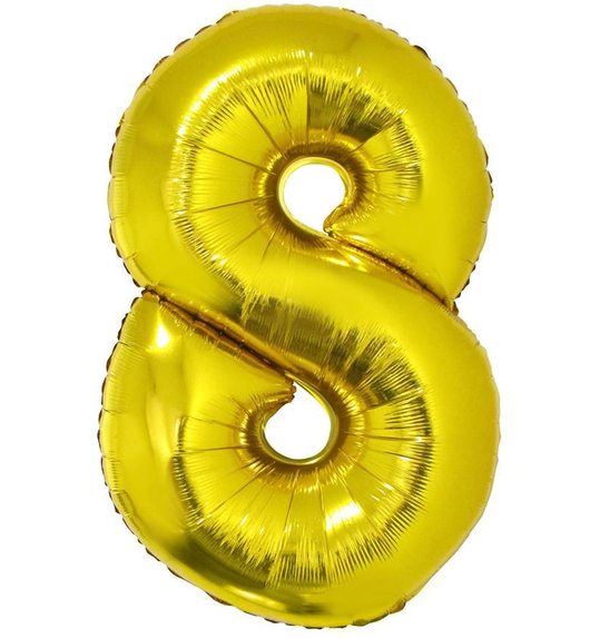 Folieballon 40 inch cijfer 8 goud