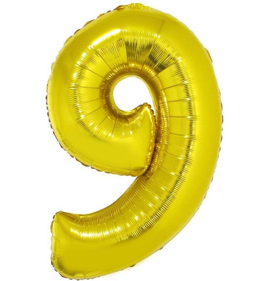 Folieballon 40 inch cijfer 9 goud