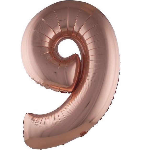 Folieballon 40 inch cijfer 9 rosé