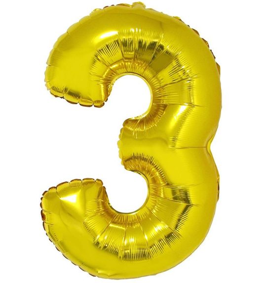 Folieballon 40inch cijfer 3 goud