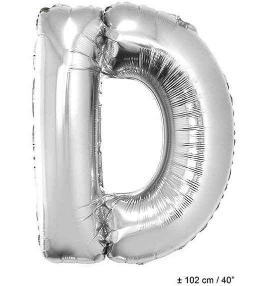 Folieballon Letter D zilver 40 inch