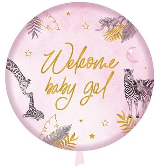 Folieballon baby safari Welcome baby girl