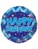Folieballon blue holographic Happy Birthday