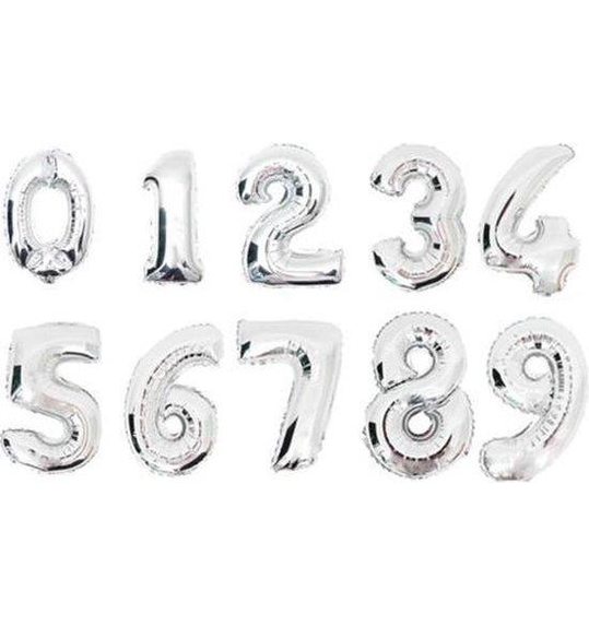 Folieballon cijfers Zilver (40 inch, 102 cm)