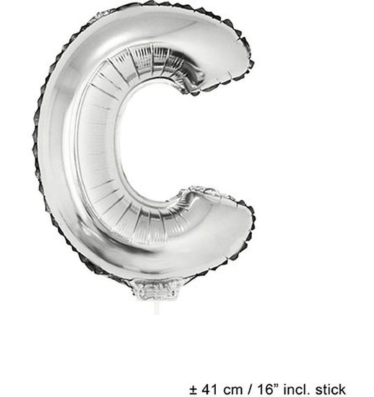 Folieballon letter C 16 inch zilver