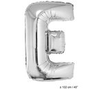 Folieballon letter E zilver 40 inch