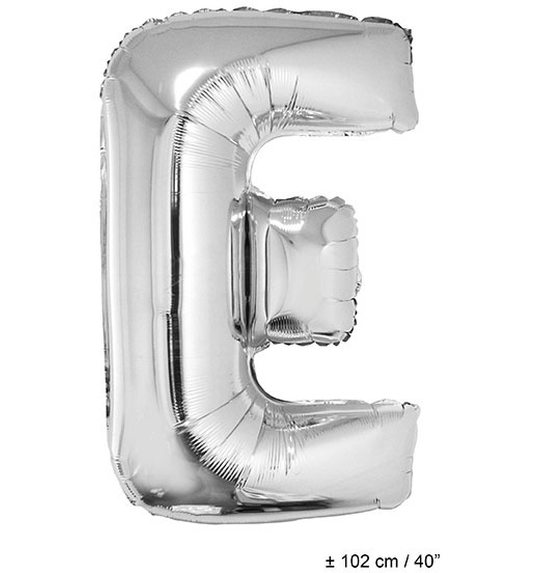 Folieballon letter E zilver 40 inch