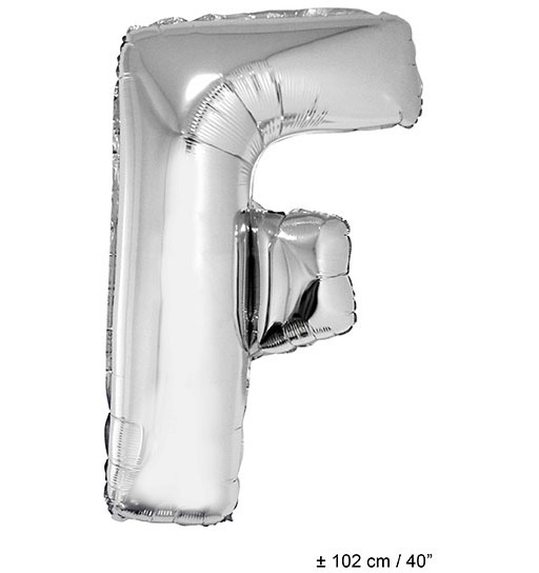 Folieballon letter F zilver 40 inch