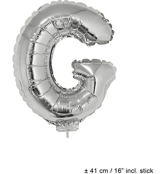 Folieballon letter G 16 inch zilver