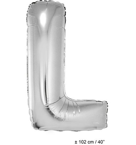 Folieballon letter L  zilver 40 inch