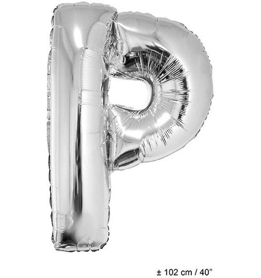 Folieballon letter P 40 inch zilver
