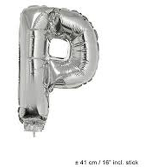 Folieballon letter P zilver 16 inch