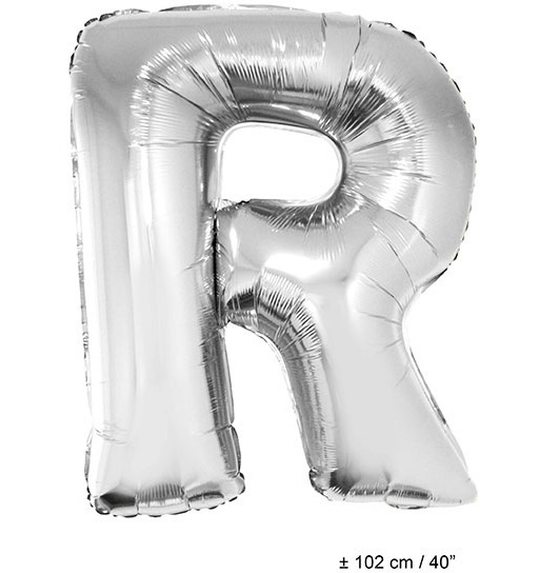Folieballon letter R zilver 40 inch