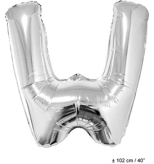 Folieballon letter W zilver 40 inch