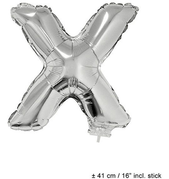 Folieballon letter X 16 inch zilver