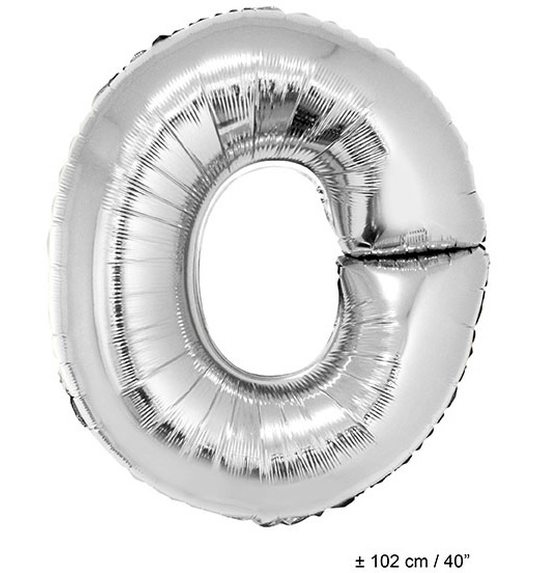 Folieballon letter o 40 inch zilver