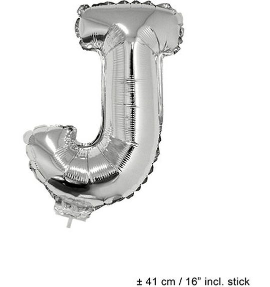 Folieballon zilver 16 inch letter J