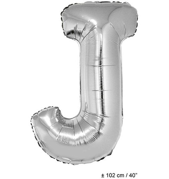 Zilveren folieballon letter J 40 inch