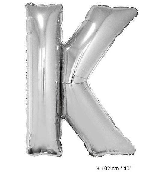 Zilveren folieballon letter K 40 inch