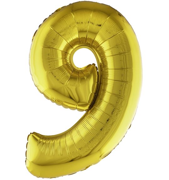 folieballon 32 inch cijfer 9 goud