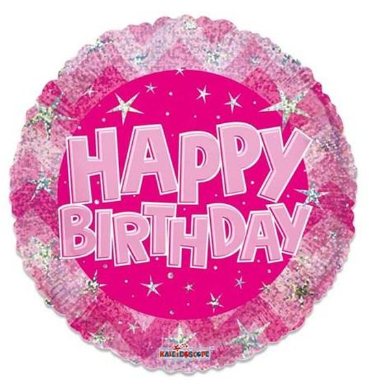 happy birthday folieballon roze