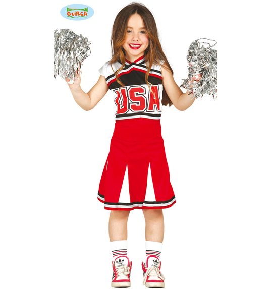 Cheerleader rood verkleedpakje USA voor meisjes