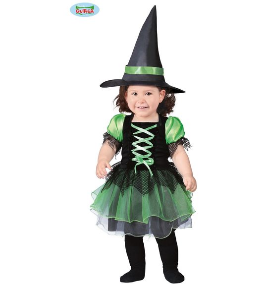 Groen baby heks verkleedpakje voor halloween