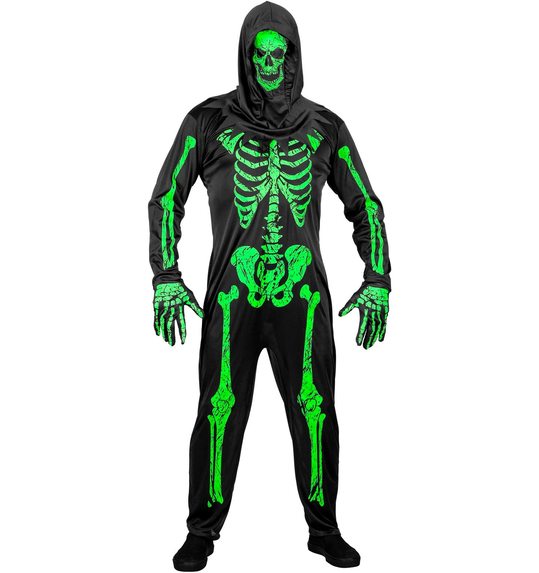 Neon groen skelet kostuum voor volwassenen