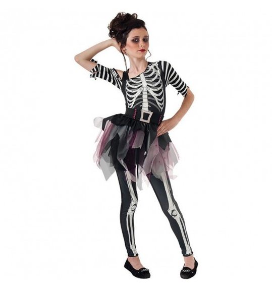 Skelet ballerina halloween meisjes kostuum