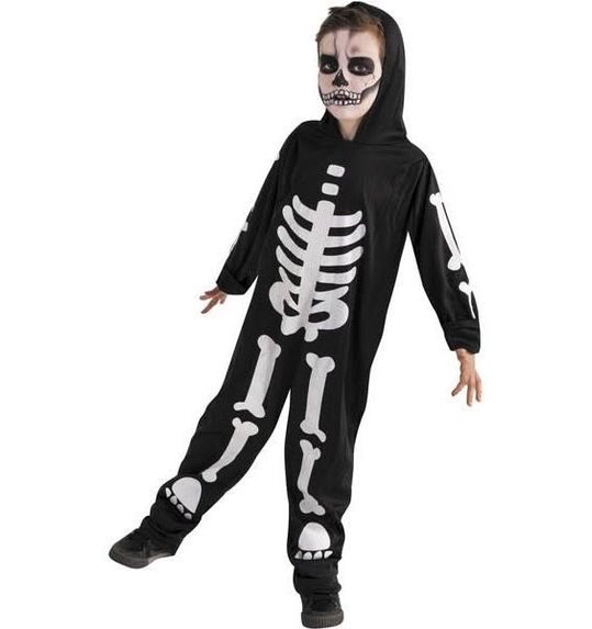 Skelet jumpsuit kostuum glow in the dark kind