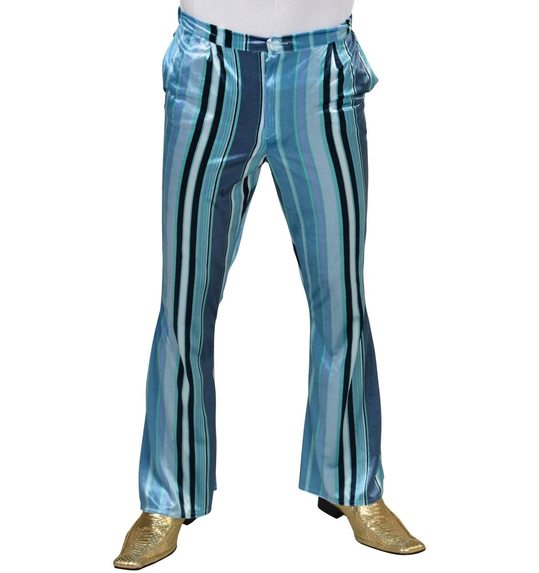 Velour gestreept blauwe broek jaren 70-80