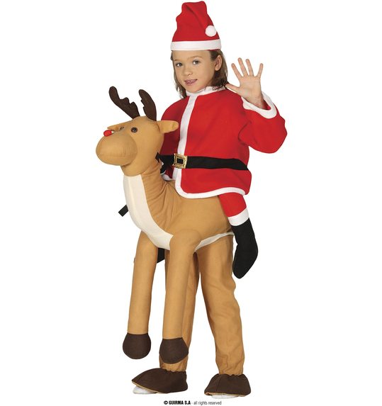 kerstman rendier carry me kostuum voor kinderen