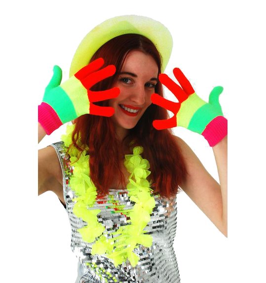 Gebreide handschoenen fluo multicolor