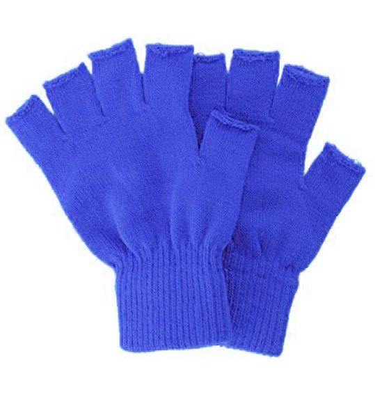 Gebreide vingerloze handschoenen blauw