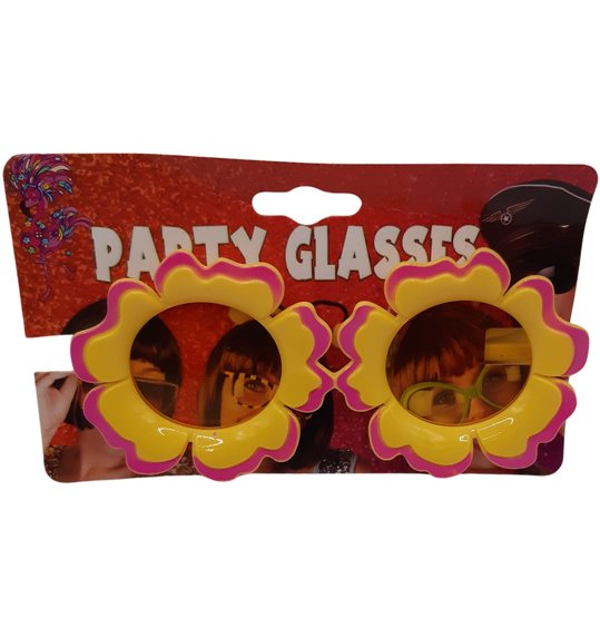 Gele/roze bloemen bril