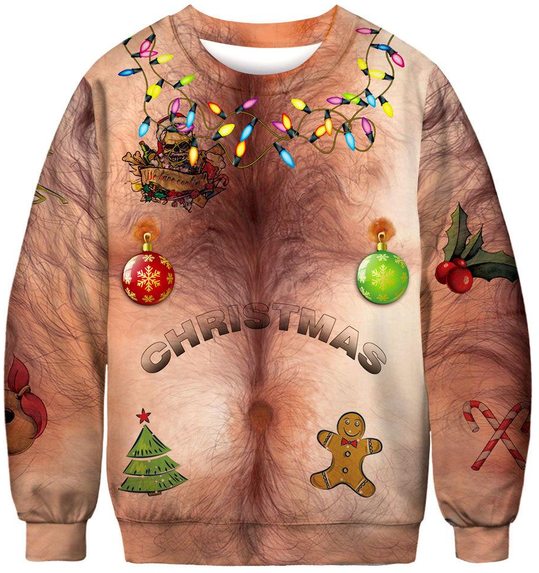 Hairy christmas kerst sweater met print
