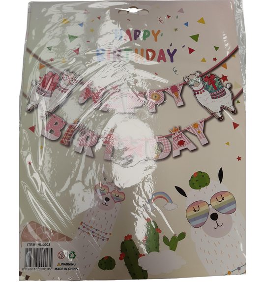 Happy birthday banner llama