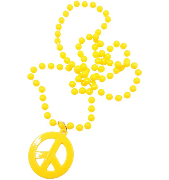 Hippie halsketting peace  geel