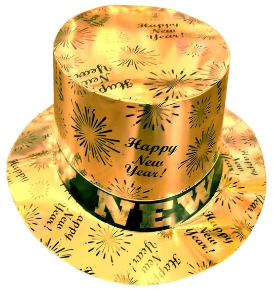 Hoge hoed happy new year goud