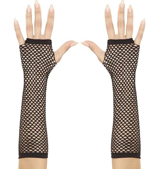Lange zwarte net handschoenen