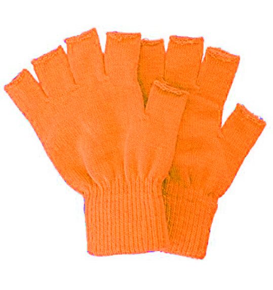Oranje gebreide vingerloze handschoenen