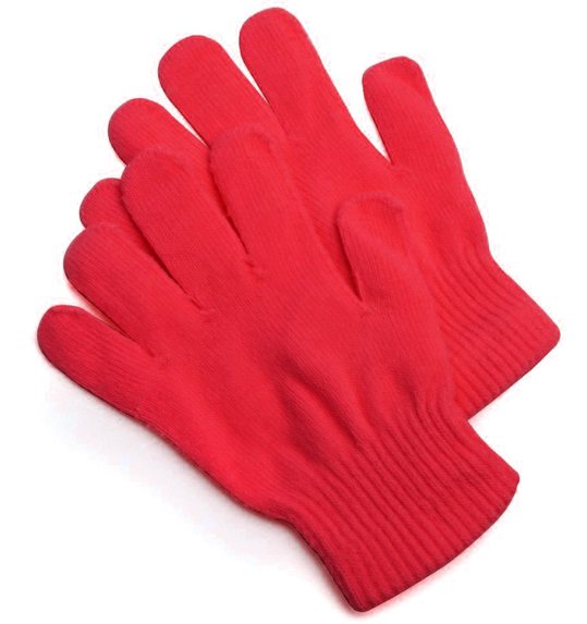 Rode gebreide handschoenen