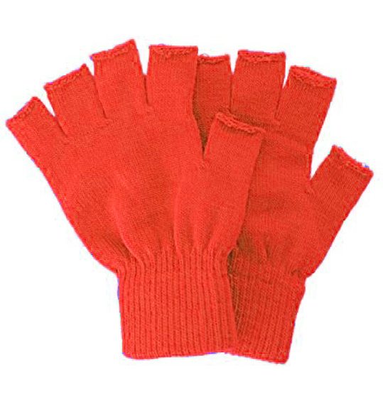 Rode gebreide vingerloze handschoenen