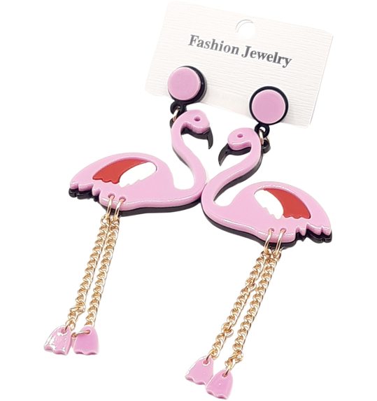 Rose flamingo oorbellen