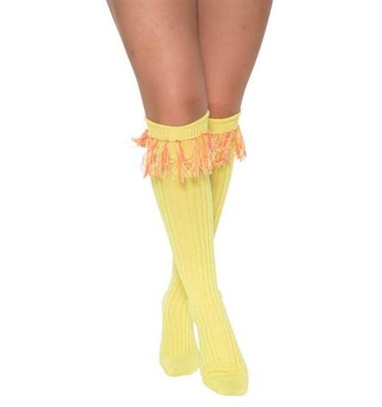 Sokken over-knee fluor geel (mt 36/41)